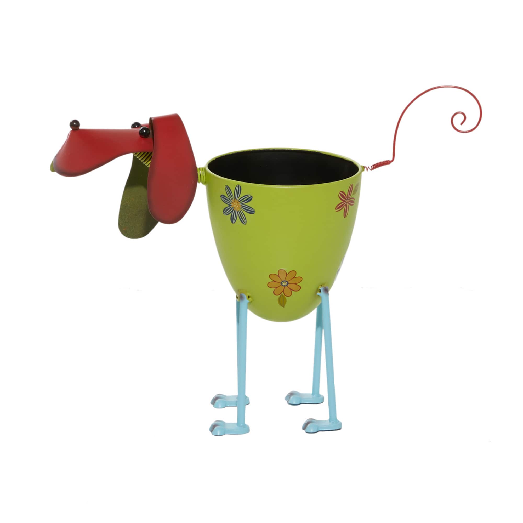 19" Green Iron Farmhouse Dog Planter